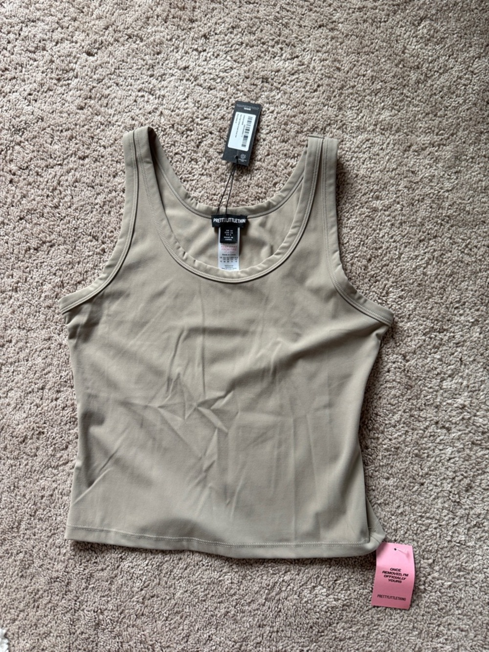 PrettyLittleThing Beige Scoop Neck Tank